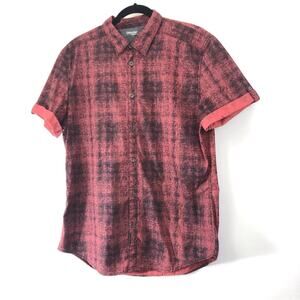 Mens Calvin Klein Red Black Short Sleeve Shirt